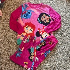 Disney 100 Character Pink Fleece Girl Pajama Set